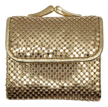 VTG Whiting & Davis Gold Mesh Tri-Fold Mini Wallet w Coin Purse - from the 1990s - New without Tag!