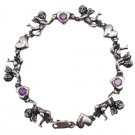 VTG Angels Cherubs & Amethyst Hearts Sterling Silver Bracelet - 8¼"! VTG Angels Cherubs & Amethyst Hearts Sterling Silver Bracelet - 8¼"!