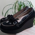 Vintage 80s Report Kozy Suede Platform Wedge Moccasin Loafer Shoes Floral & Rhinestone Detail -Sz 9!