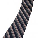 Vintage BARNEYS NEW YORK Silk Ribbed Texture Navy Repp Striped Necktie - Manhattan cool!