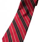 Vintage BARNEYS NEW YORK Silk Ribbed Texture Red Repp Striped Necktie - Manhattan cool!