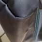 Coach Hampton Black Satin Suede Leather Trim Tote Bag w Turquoise Suede Pom Poms #H05M-8F25!