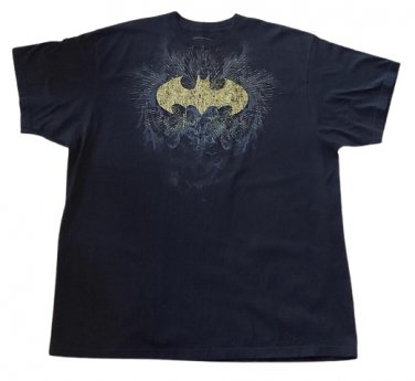 Vintage DC Comics Batman Bat Spark Gold Foil Symbol Gray Skull T-Shirt - Size 3XLT - 100% Cotton!