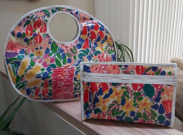 KEN DONE Round-Handled Tote & Matching Clutch - Australian Artist - VINTAGE from the 1980's!