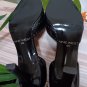 NINE WEST PRETTYO Black Leather Stacked Heel Shoes Pumps - Size 6.5 w BOX!