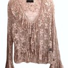 Ashley Stewart Beige Lace Bell Sleeve Ruffle Trim Jacket - Size 1X!