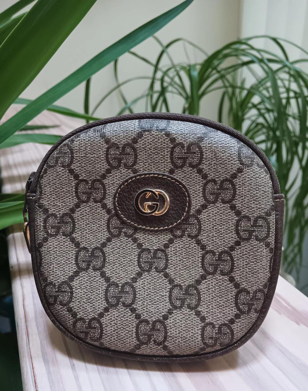 Vintage GUCCI GG Canvas Pouch Small Bag Beige Authentic 030-904-0215!