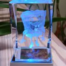 Spongebob Squarepants 3D Laser Etched Crystal Cube w Color Light Up LED Base!