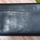 Vintage GUCCI Men's Black Leather Bi Fold Pad Wallet w 12K Two Tone Gold Plated GG Corners!