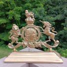 19th Century Royal Coat of Arms Brass Armorial Door Stop - HONI SOIT QUI MAL Y PENSE! 19th Century Royal Coat of Arms Brass Armorial Door Stop - HONI SOIT QUI MAL Y PENSE!
