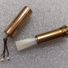 Vintage Goldtone Lipstick Tube Brush w Dangling Pearls - Original Gold Tone N.Y.C. Tag!