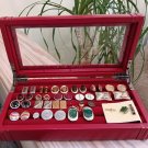 Cufflink Collection - 17 pairs, 3 tie tacks and a Ravi Ratan glass topped leather case!