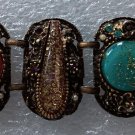 Selro Selini Butterfly Confetti Lucite Five Panel Bracelet w Rhinestones, Pearls 8" - Unsigned Selro Selini Butterfly Confetti Lucite Five Panel Bracelet w Rhinestones, Pearls 8" - Unsigned