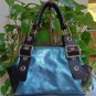 Plinio Visona Blue Metallic Handbag, Shoulderbag Purse - Adjustable Handles - Made in Italy!