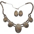 Vintage Taxco Mexican Sterling Silver Pottery inspired Necklace & Earring Set!