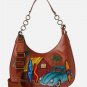 Anuschka Surf Board Shack hand-painted leather Hobo-Style shoulder bag - NWOT!