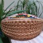 VIntage 70s BOHO Handcrafted Folk Art Floral Embroidered Crewel Wicker HandBag!
