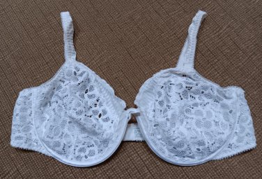 VTG Lou 1032 Sheer Partially-Lined White Lace Balconette Bra - Size 40D - Made in France - NWOT!
