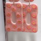Retro 1960's MOD Pink Resin w Glitter Bubble Accents Pierced Earrings! Retro 1960's MOD Pink Resin w Glitter Bubble Accents Pierced Earrings!