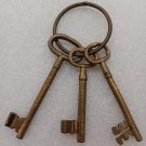 VTG Solid Brass Skeleton Keys - 3 Large Keys - Jail House, Monastery Keys - Very Heavy!