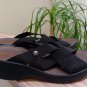Bzees Disco Black Strappy Wedge Heels Sandals Stretch Woven Slides - WASHABLE - Size 7.5!