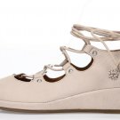 Gentle Souls By Kenneth Cole Womens Nita Blush Leather Lace Up Flats Wedge Sz 8!