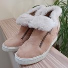 JoliMall Faux Fur Trim Hidden Wedge Sneaker Booties - Size 8 - Excellent!