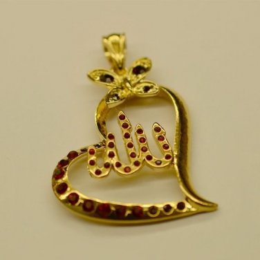 Cute Heart Ruby 18k Gold Filled Allah Pendant! Lowest Price On Ebay