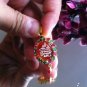 Yemen Agate Aqeeq with Ruby Emerald 18k Gold Panjatan Allah Islamic Pendant!