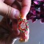 Yemen Agate Aqeeq with Ruby Emerald 18k Gold Panjatan Allah Islamic Pendant!