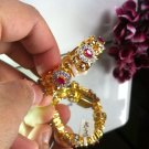 Stretchable Flexible to Wear Bracelet Ruby Tear Drops w Zircon! 18KGP!