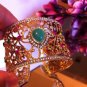 Aztec Colombia Emerald Bracelet Bangle Cuff 18KGP! 925 Sterling Silver Tribal