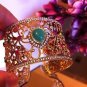 Aztec Colombia Emerald Bracelet Bangle Cuff 18KGP! 925 Sterling Silver Tribal