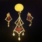 925 Sterling Silver! 18K Pendant Set - Natural Ruby Paris Eiffel Earrings Studs