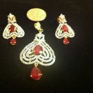 925 Sterling Silver! 18KGP Pendant Set - Natural Ruby Heart Earrings Studs