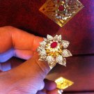 Unique Cocktail Lotus Emerald Ring Colombia 18KGP Estate