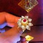 Unique Cocktail Lotus Emerald Ring Colombia 18KGP Estate