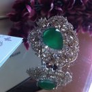 Designer NATURAL COLOMBIA EMERALD And Zircon Ring Silver