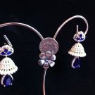 Ravishing Umbrella Design Tanzanite & CZ Earring! 925 Sterling Silver! 18KGP