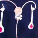 Elegant Elite Party Wear Dangling Ruby & CZ Earring! 925 Sterling Silver! 18KGP