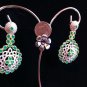 Sun Aztec Emerald Danglings Chandelier Earring! 925 Sterling Silver! 18KGP