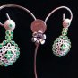 Sun Aztec Emerald Danglings Chandelier Earring! 925 Sterling Silver! 18KGP
