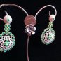 Sun Aztec Emerald Danglings Chandelier Earring! 925 Sterling Silver! 18KGP
