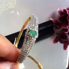Chic Genuine Colombia Emerald Bracelet 18KGP Yellow Gold