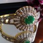 Aztec Colombia Emerald Bracelet Bangle Cuff 18KGP Yellow Gold! 925 Sterling