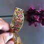 Antique Ruby & Emerald Bangle Bracelet 18KGP Yellow Gold! 925 Sterling Silver!