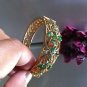 Grandma Closet! Flower Emerald Bangle Bracelet 18KGP Gold! 925 Sterling Silver!
