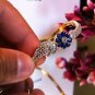 CHIC Flower Tanzanite Bangle Bracelet 18KGP Yellow Gold! 925 Sterling Silver!