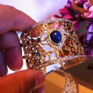 Hot Chic! Tanzanite and Zircon Bangle Bracelet Estate 18KGP! 925 Sterling Silver