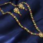 Exotic Colombia Emerald and Ruby Thai Necklace & Earrings Ethnic 22KGP Zircon